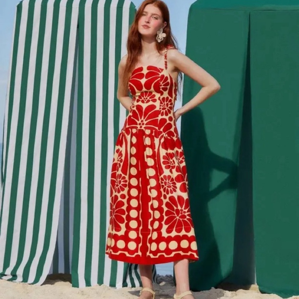 Red Floral Farm Rio Midi Dress for Mia